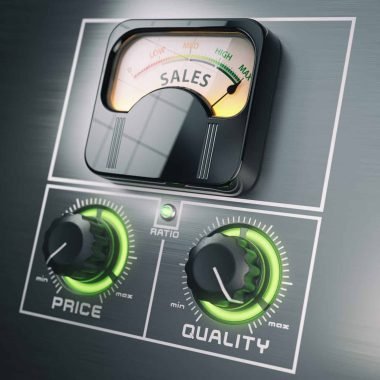 Sales price quality ratio control marketing concept. Maximum sal agencia digital